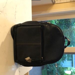 Black leather backpack